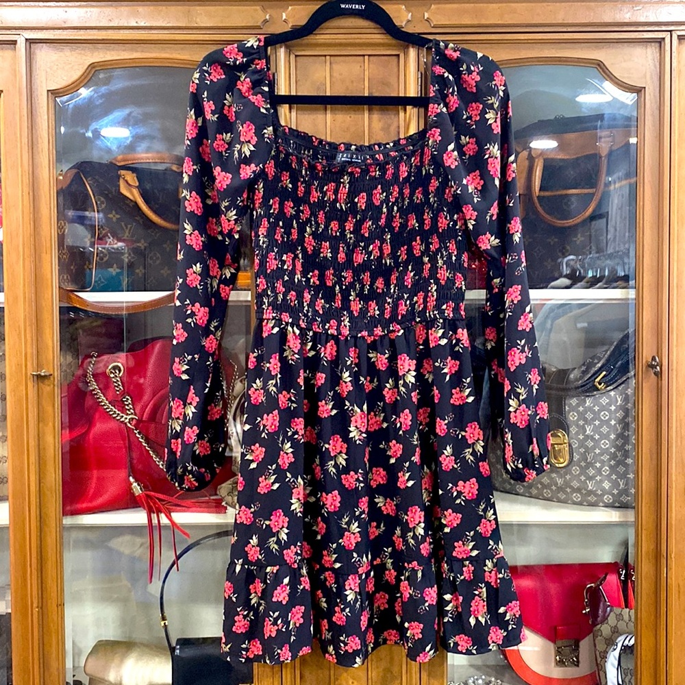Trixxie Peasant Top Long Sleeve Ruffle Floral Dress Size Small